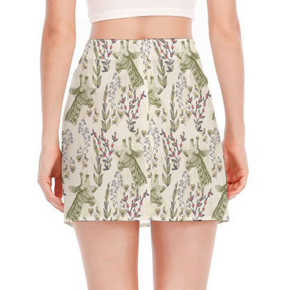 Vintage Giraffe Print Side Slit Mini Skirt