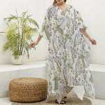 Vintage Giraffe Print Silk V-Neck Kaftan Dress