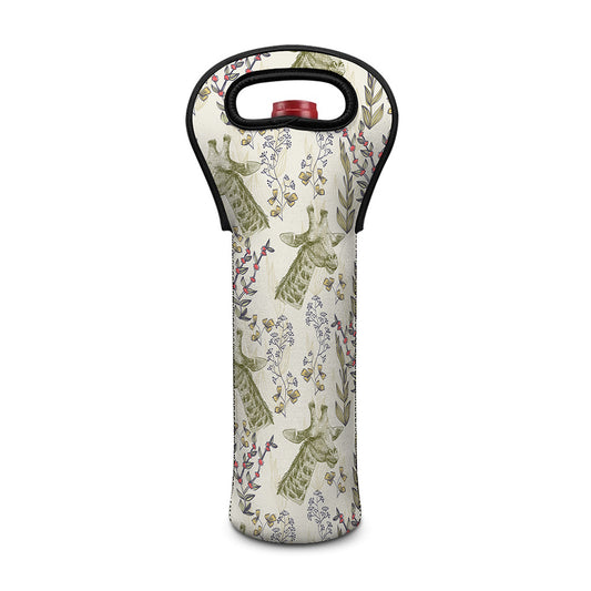 Vintage Giraffe Print Single Neoprene Wine Tote