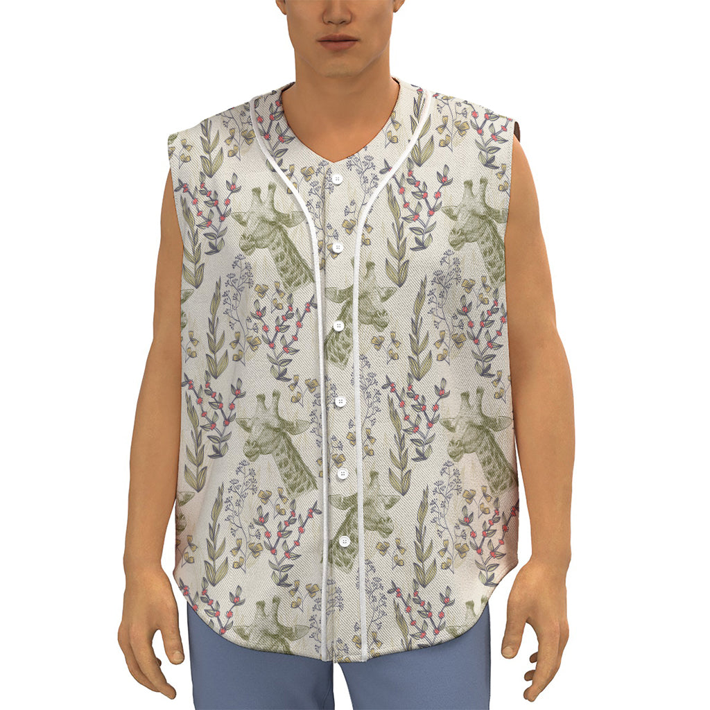 Vintage Giraffe Print Sleeveless Baseball Jersey