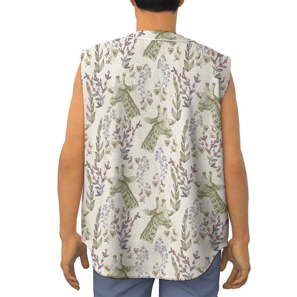 Vintage Giraffe Print Sleeveless Baseball Jersey