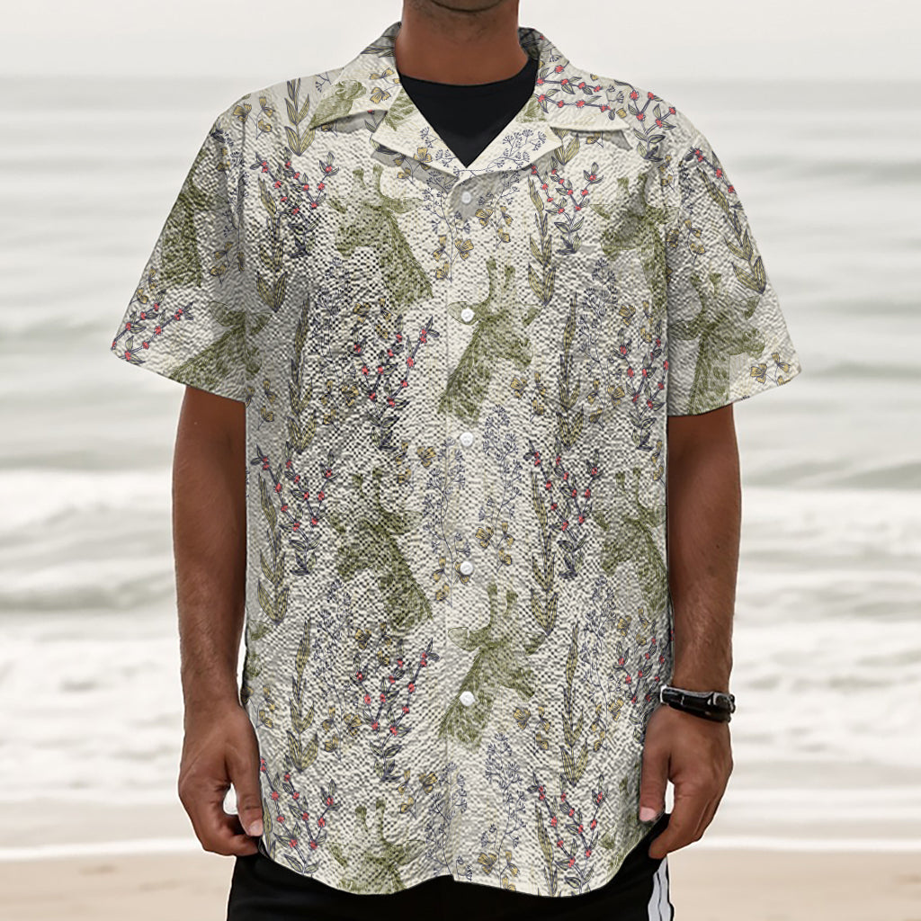 Vintage Giraffe Print Textured Short Sleeve Shirt