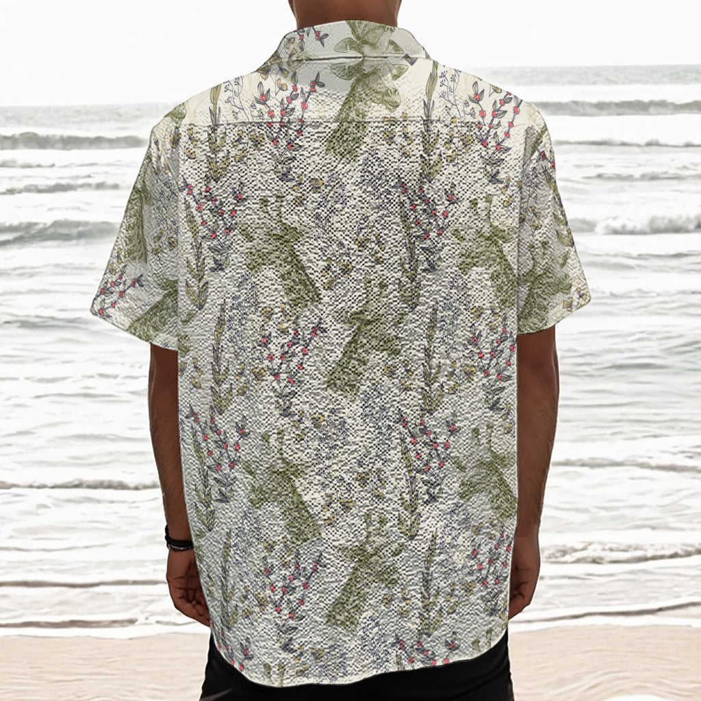 Vintage Giraffe Print Textured Short Sleeve Shirt