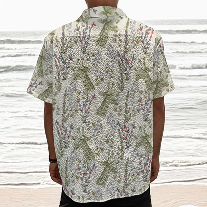 Vintage Giraffe Print Textured Short Sleeve Shirt