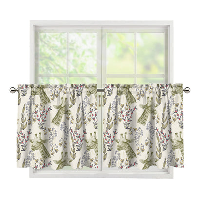Vintage Giraffe Print Tier Curtains