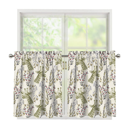 Vintage Giraffe Print Tier Curtains