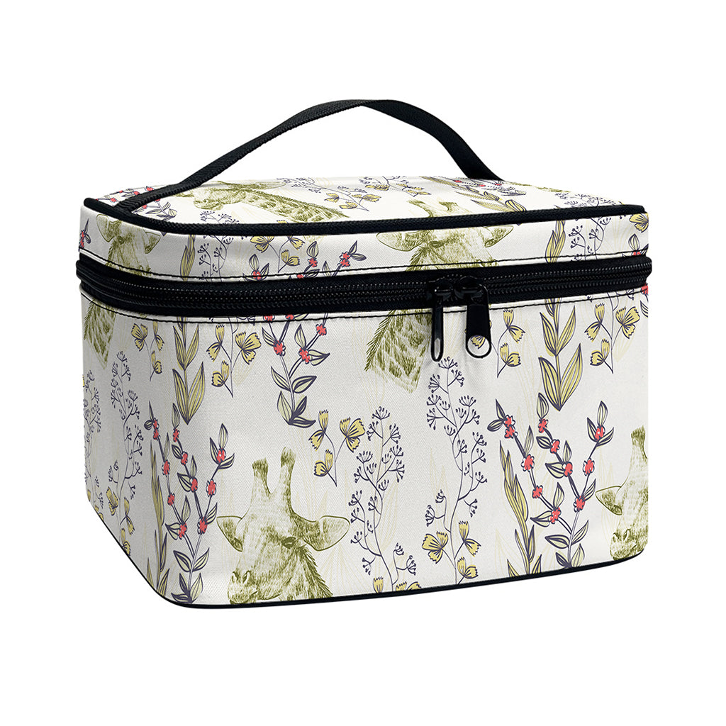 Vintage Giraffe Print Travel Makeup Bag
