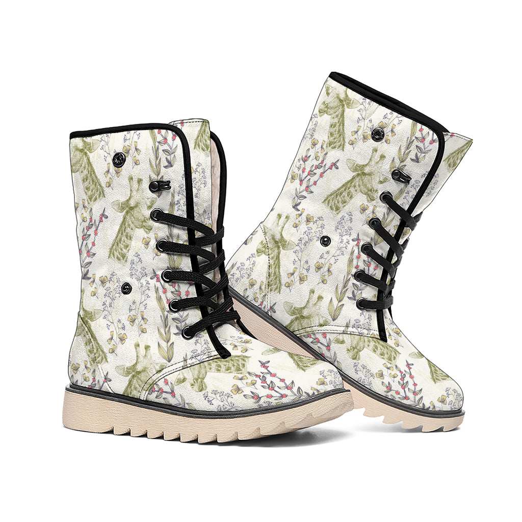 Vintage Giraffe Print Winter Boots