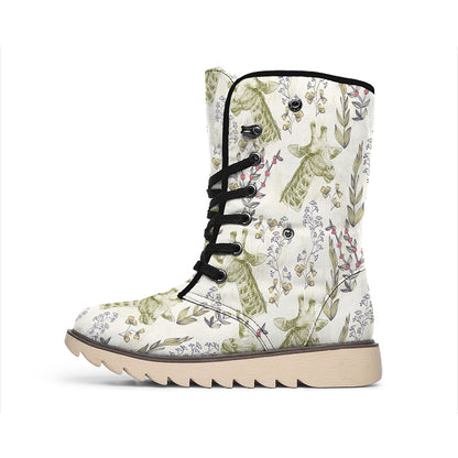 Vintage Giraffe Print Winter Boots