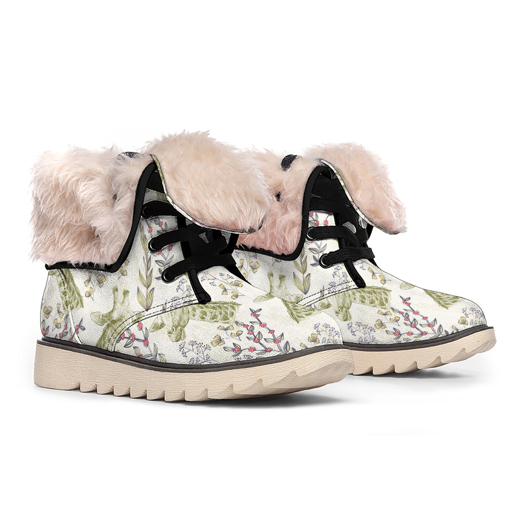 Vintage Giraffe Print Winter Boots