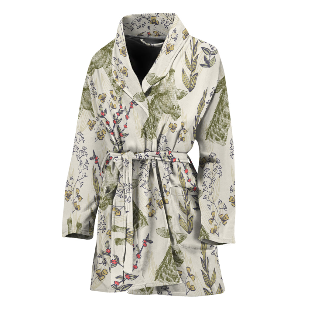 Vintage Giraffe Print Women's Bathrobe