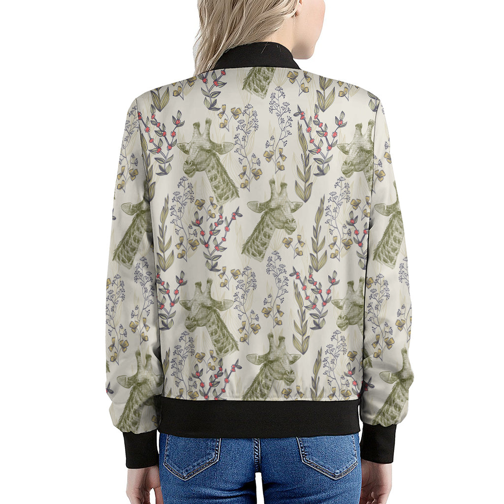 Vintage Giraffe Print Women's Bomber Jacket