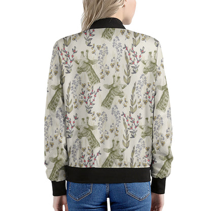 Vintage Giraffe Print Women's Bomber Jacket