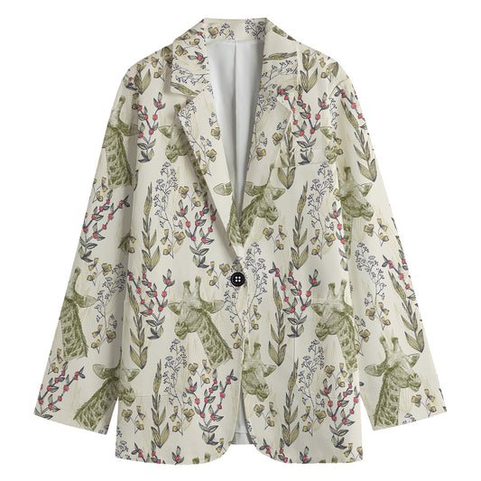 Vintage Giraffe Print Women's Cotton Blazer