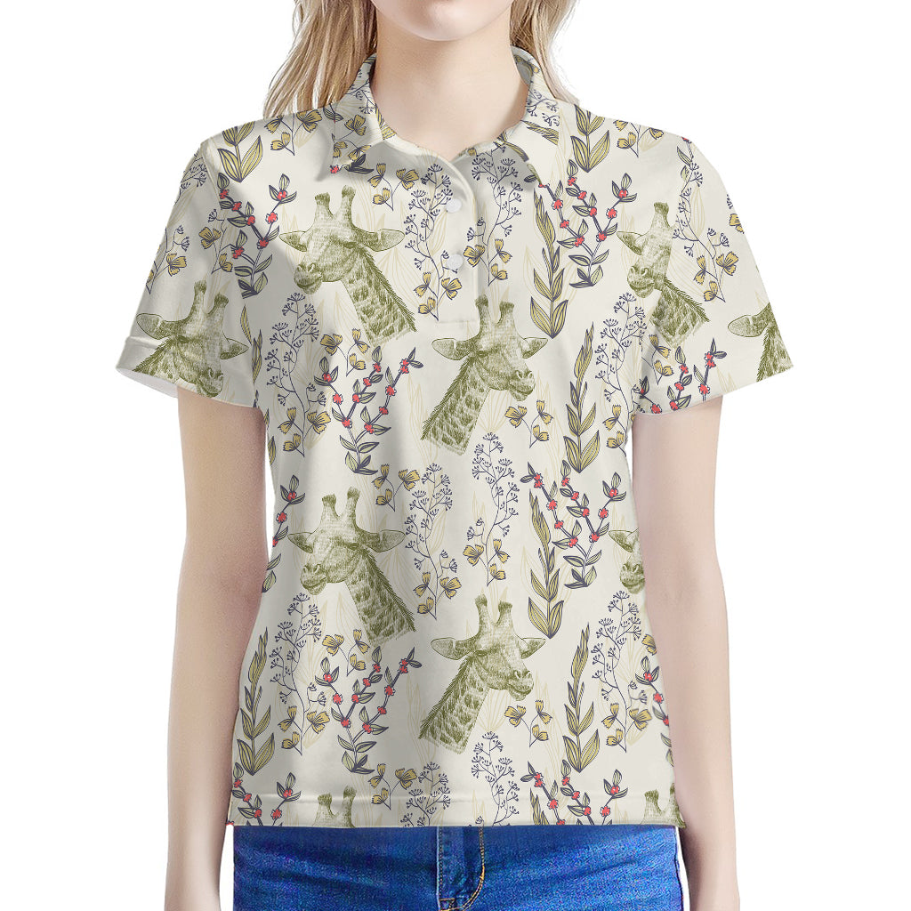 Vintage Giraffe Print Women's Polo Shirt