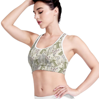 Vintage Giraffe Print Women's Sports Bra