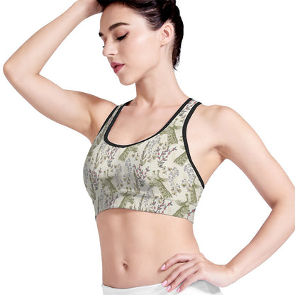 Vintage Giraffe Print Women's Sports Bra