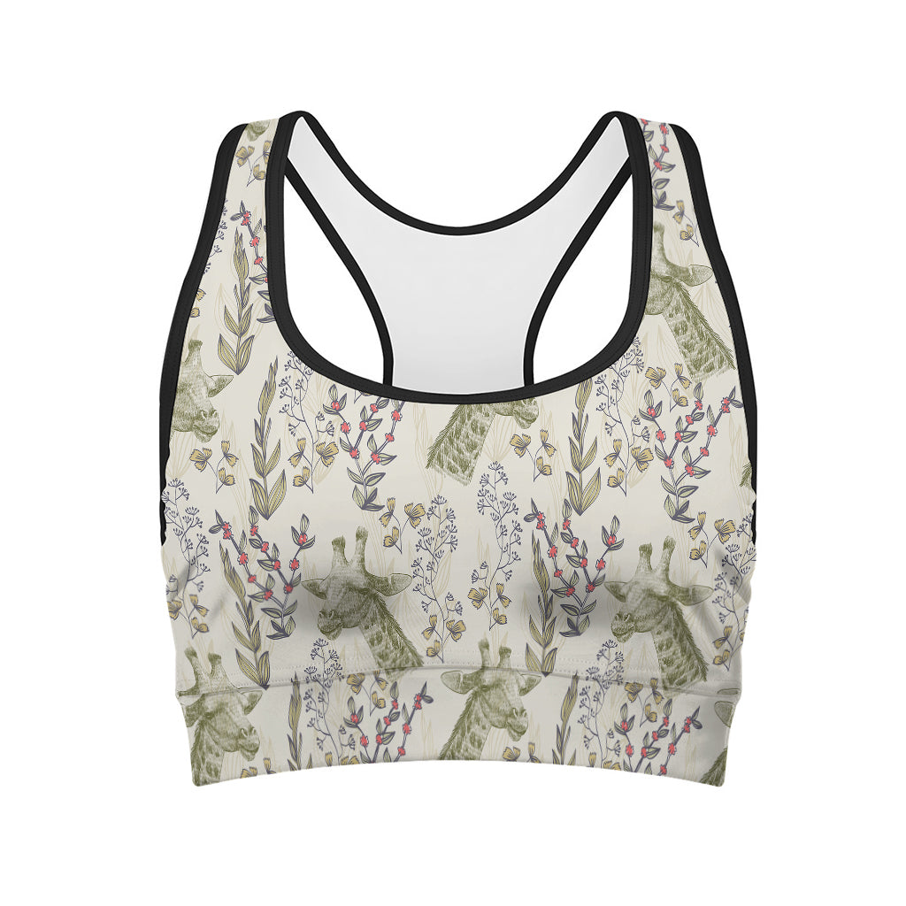Vintage Giraffe Print Women's Sports Bra