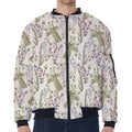 Vintage Giraffe Print Zip Sleeve Bomber Jacket