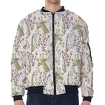 Vintage Giraffe Print Zip Sleeve Bomber Jacket