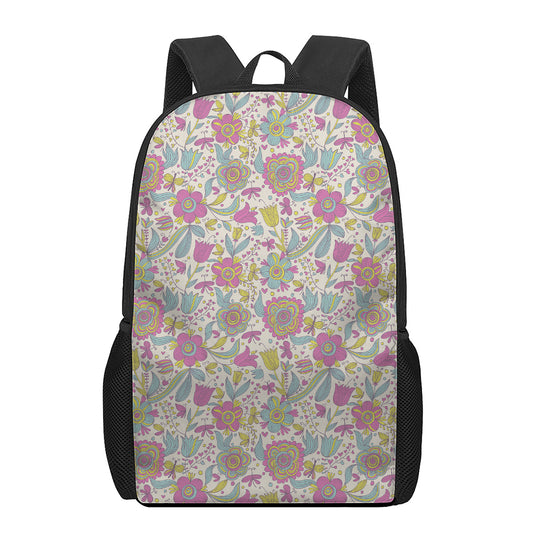 Vintage Girly Floral Print 17 Inch Backpack