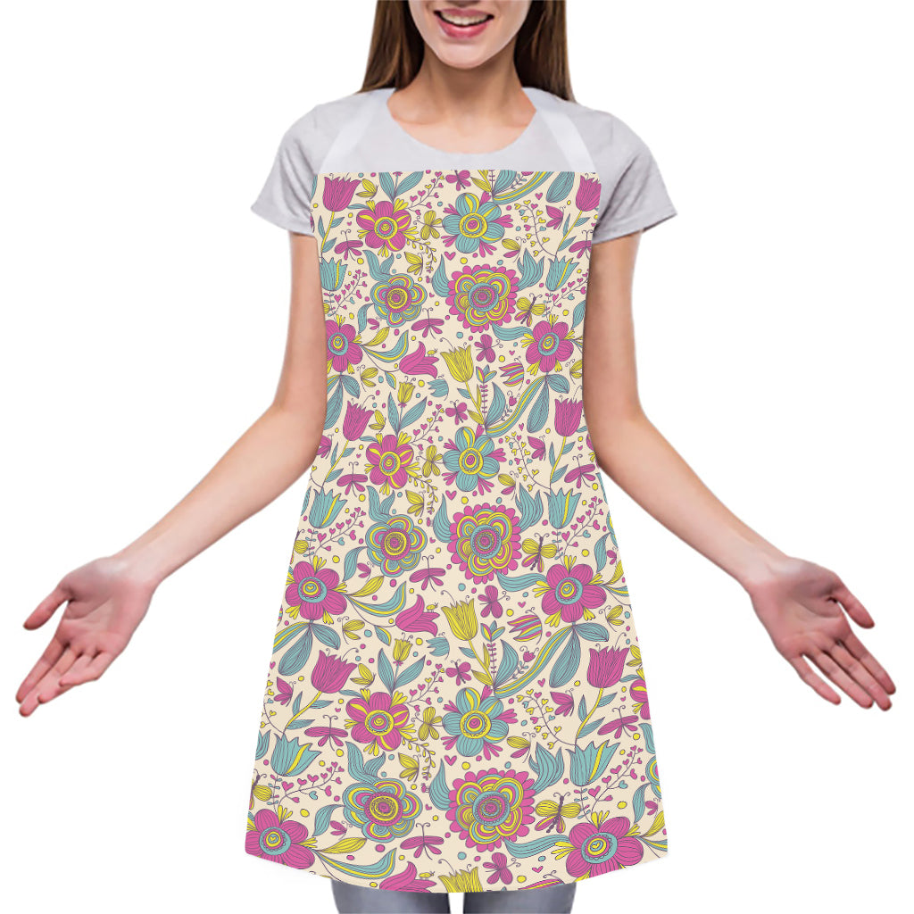 Vintage Girly Floral Print Adjustable Apron