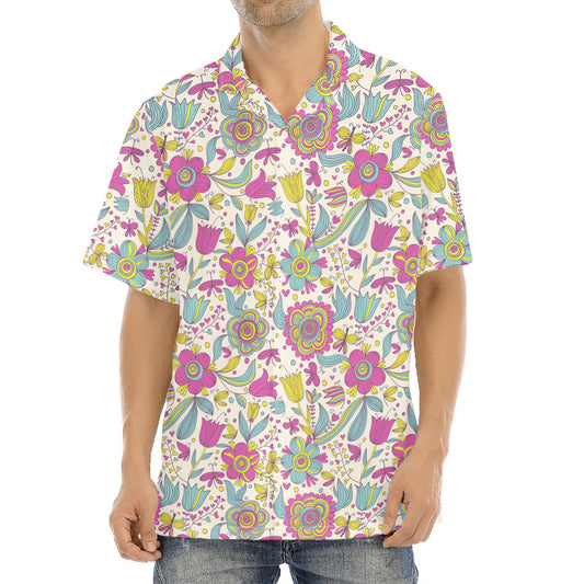 Vintage Girly Floral Print Aloha Shirt