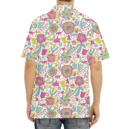 Vintage Girly Floral Print Aloha Shirt