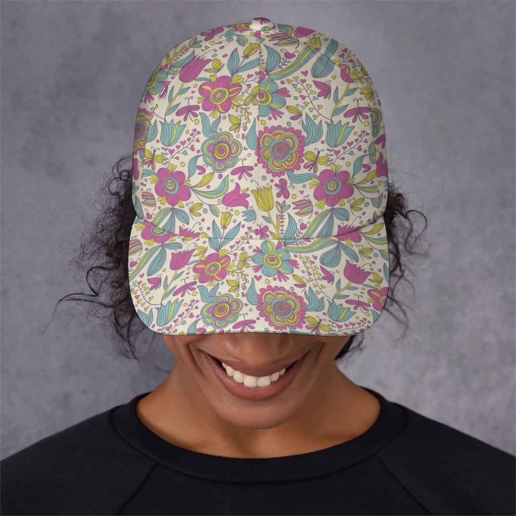 Vintage Girly Floral Print Baseball Cap