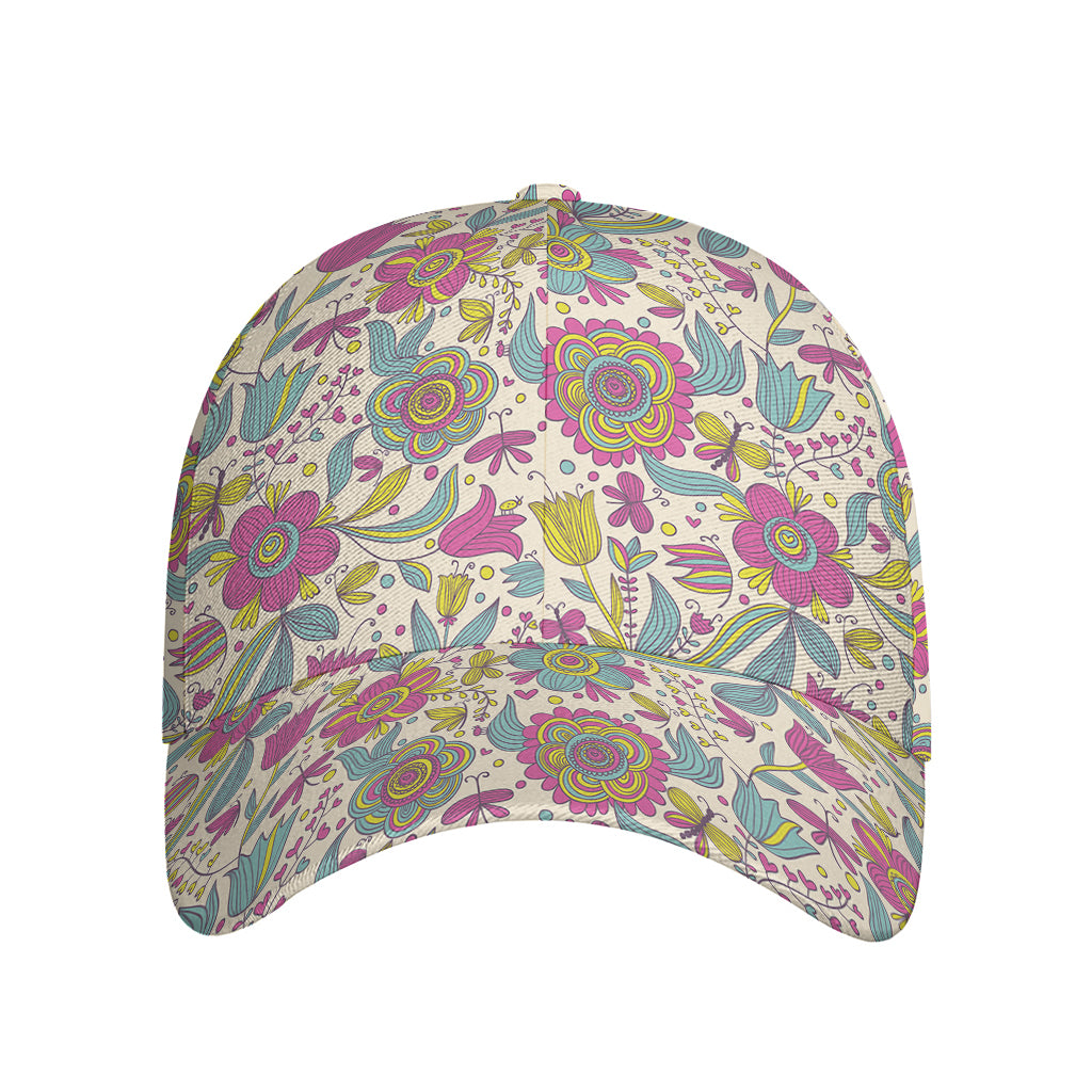 Vintage Girly Floral Print Baseball Cap