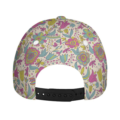 Vintage Girly Floral Print Baseball Cap