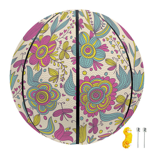 Vintage Girly Floral Print Basketball
