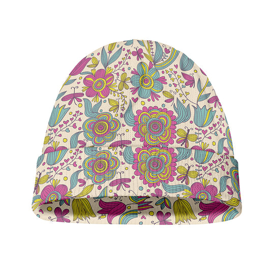 Vintage Girly Floral Print Beanie