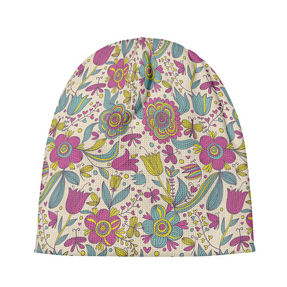 Vintage Girly Floral Print Beanie
