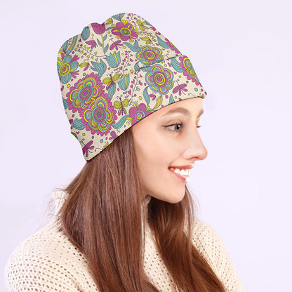 Vintage Girly Floral Print Beanie