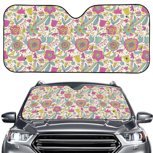 Vintage Girly Floral Print Car Windshield Sun Shade