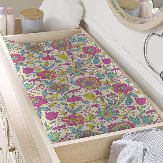 Vintage Girly Floral Print Changing Pad Cover