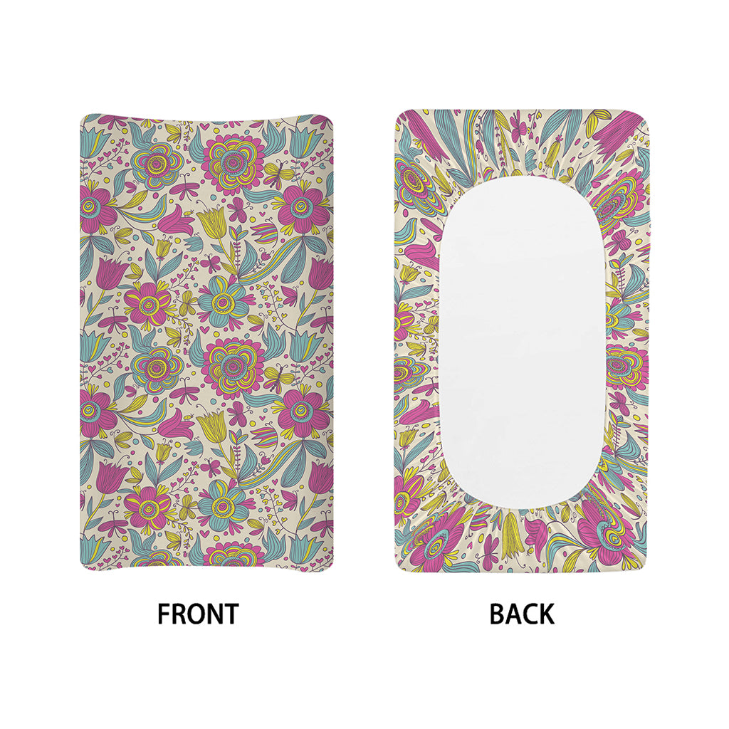 Vintage Girly Floral Print Changing Pad Cover