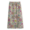 Vintage Girly Floral Print Cotton Front Slit Maxi Skirt