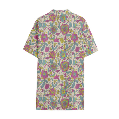 Vintage Girly Floral Print Cotton Hawaiian Shirt