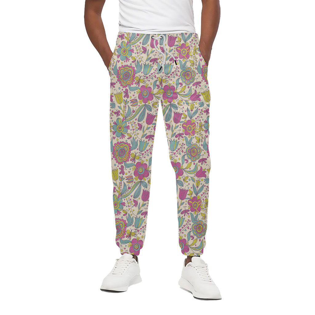 Vintage Girly Floral Print Cotton Pants