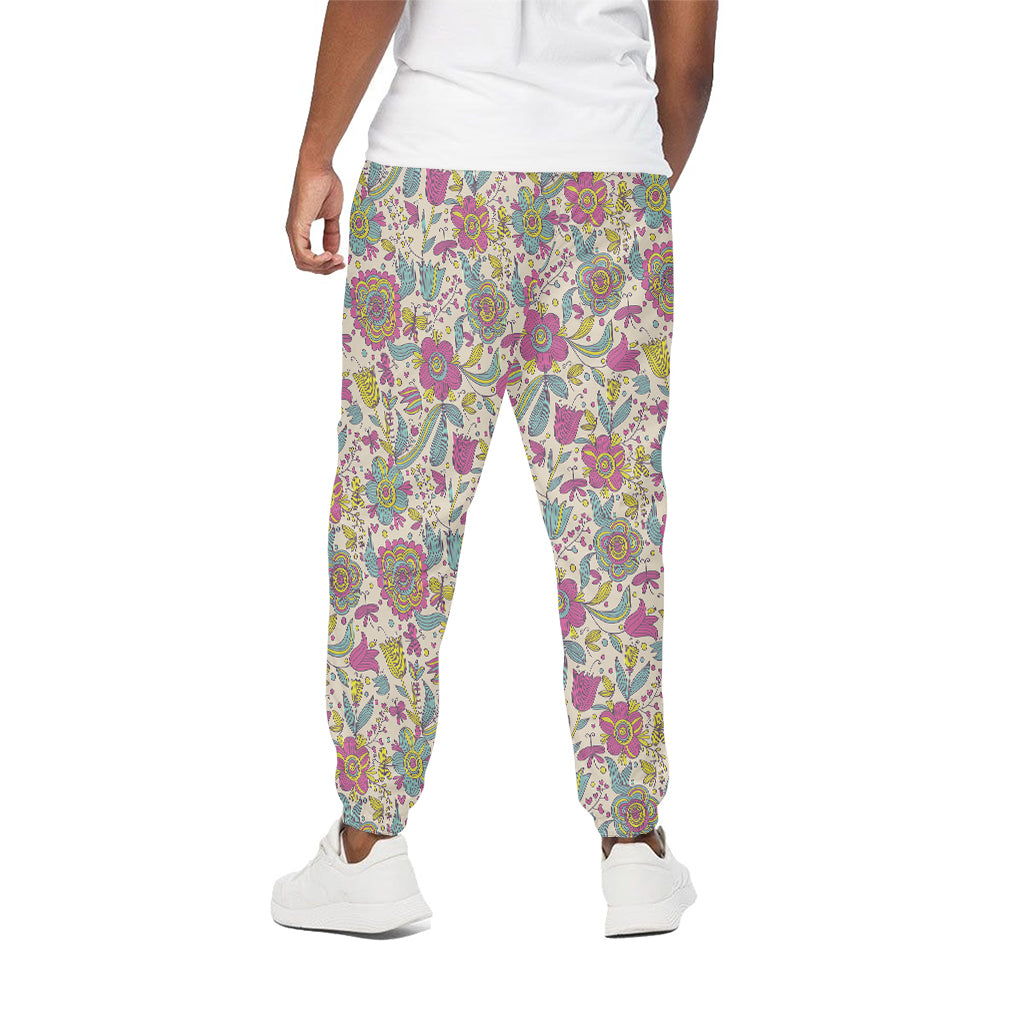 Vintage Girly Floral Print Cotton Pants