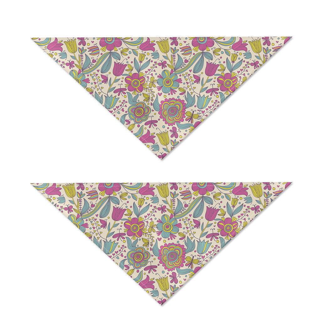 Vintage Girly Floral Print Dog Bandana