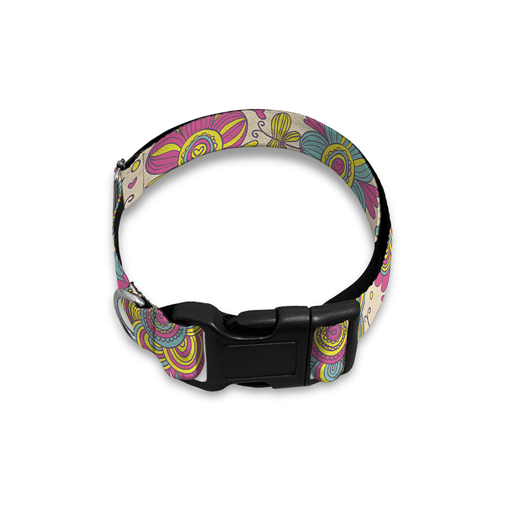 Vintage Girly Floral Print Dog Collar