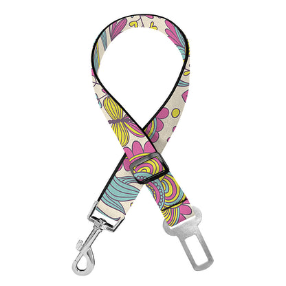 Vintage Girly Floral Print Dog Seat Belt