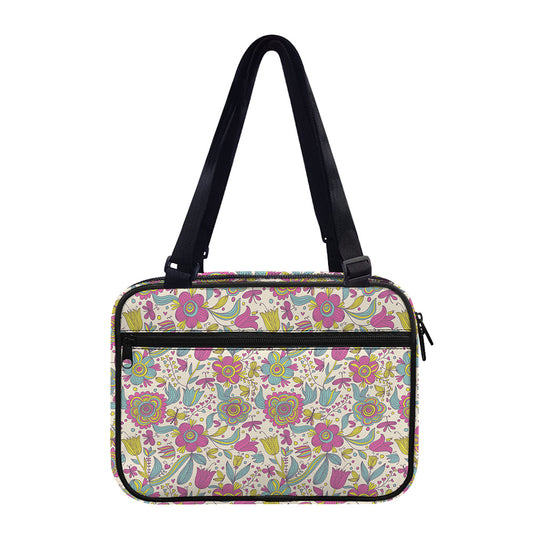 Vintage Girly Floral Print Double Strap Bible Bag