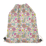 Vintage Girly Floral Print Drawstring Bag