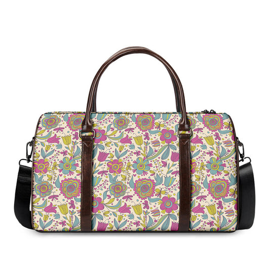 Vintage Girly Floral Print Duffle Bag