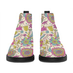 Vintage Girly Floral Print Flat Ankle Boots