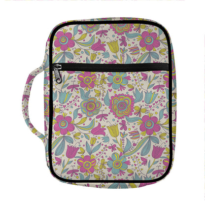 Vintage Girly Floral Print Front Pocket Bible Bag